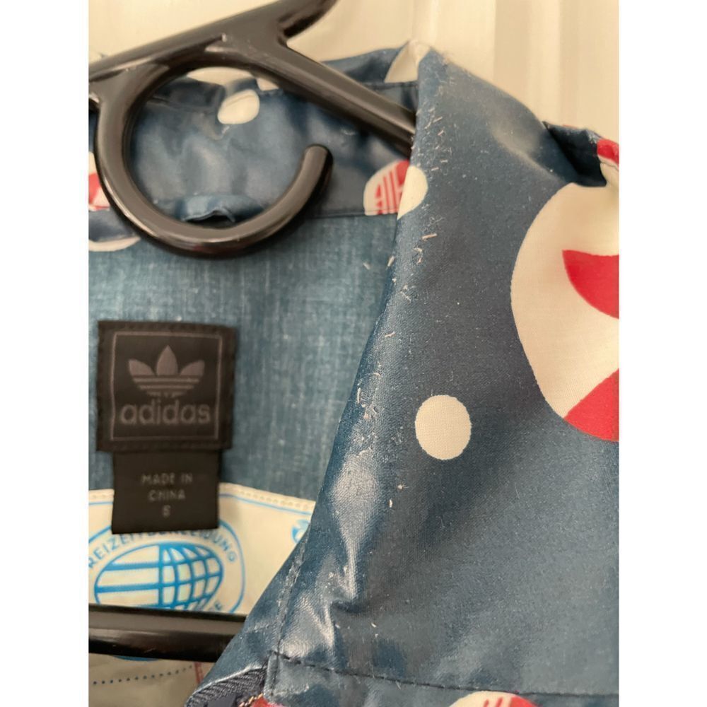 Adidas rare blue cream and red dotted graphic raincoat S - Picture 2 of 6